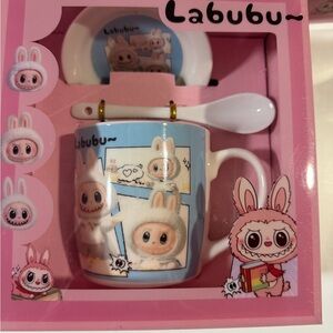 Labubu Blue Mug Set with Spoon